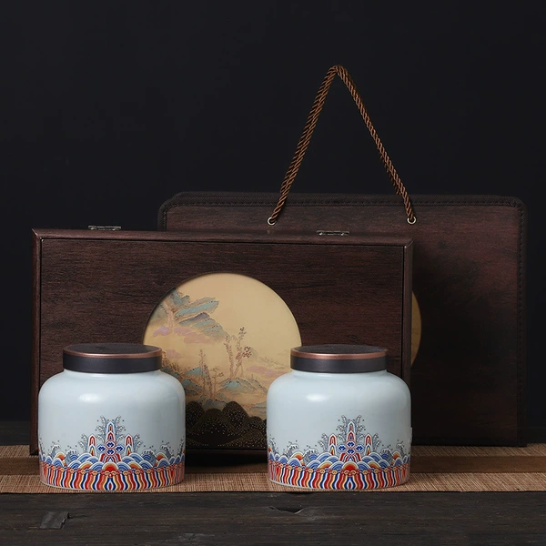 Retro wooden box wave double cans