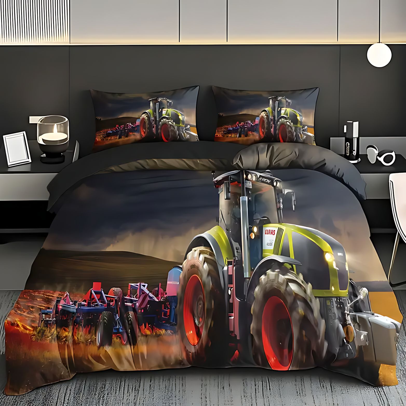 TEMU / JIT comercio exterior transfronterizo diseño de automóviles grandes tractor de moda alta definición digital impresión kit de edredón