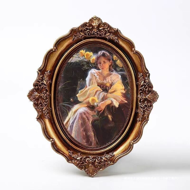 European-Style Embossed Bedroom Wall-Mounted Palace Resin Photo Frame Retro Ornaments Hanging Painting Background Wall Picture Frame Decoration Table