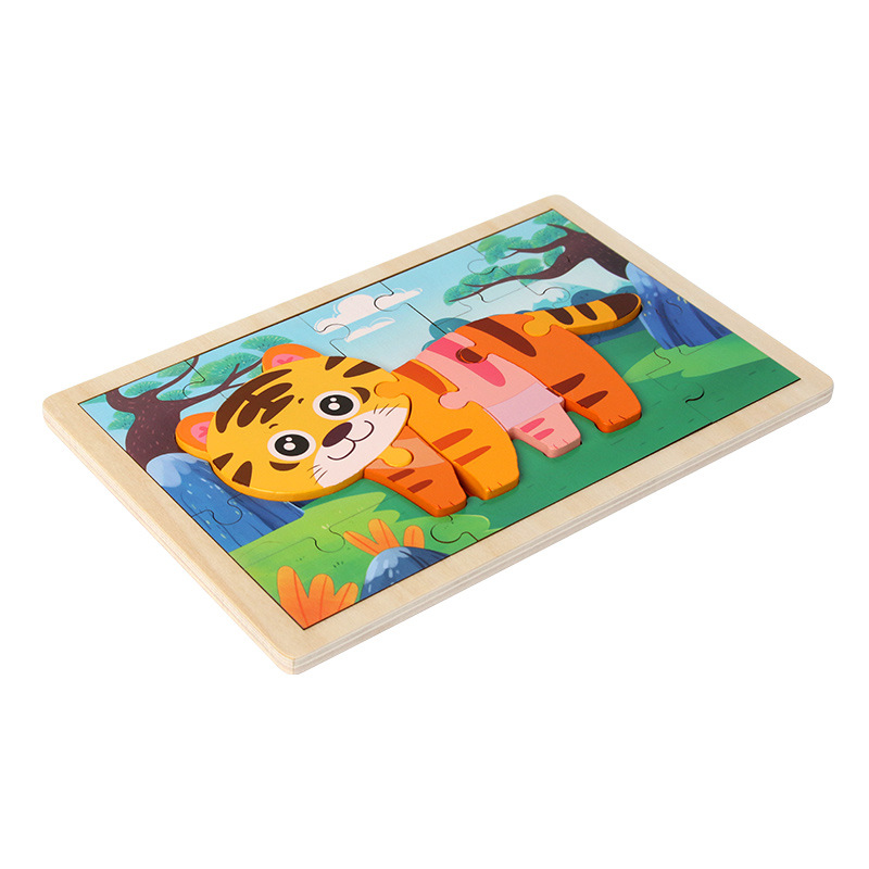 Juguetes de rompecabezas de madera transfronterizos de dibujos animados para niños rompecabezas de dibujos animados para bebés educación temprana fábrica de regalos de acertijos image 6