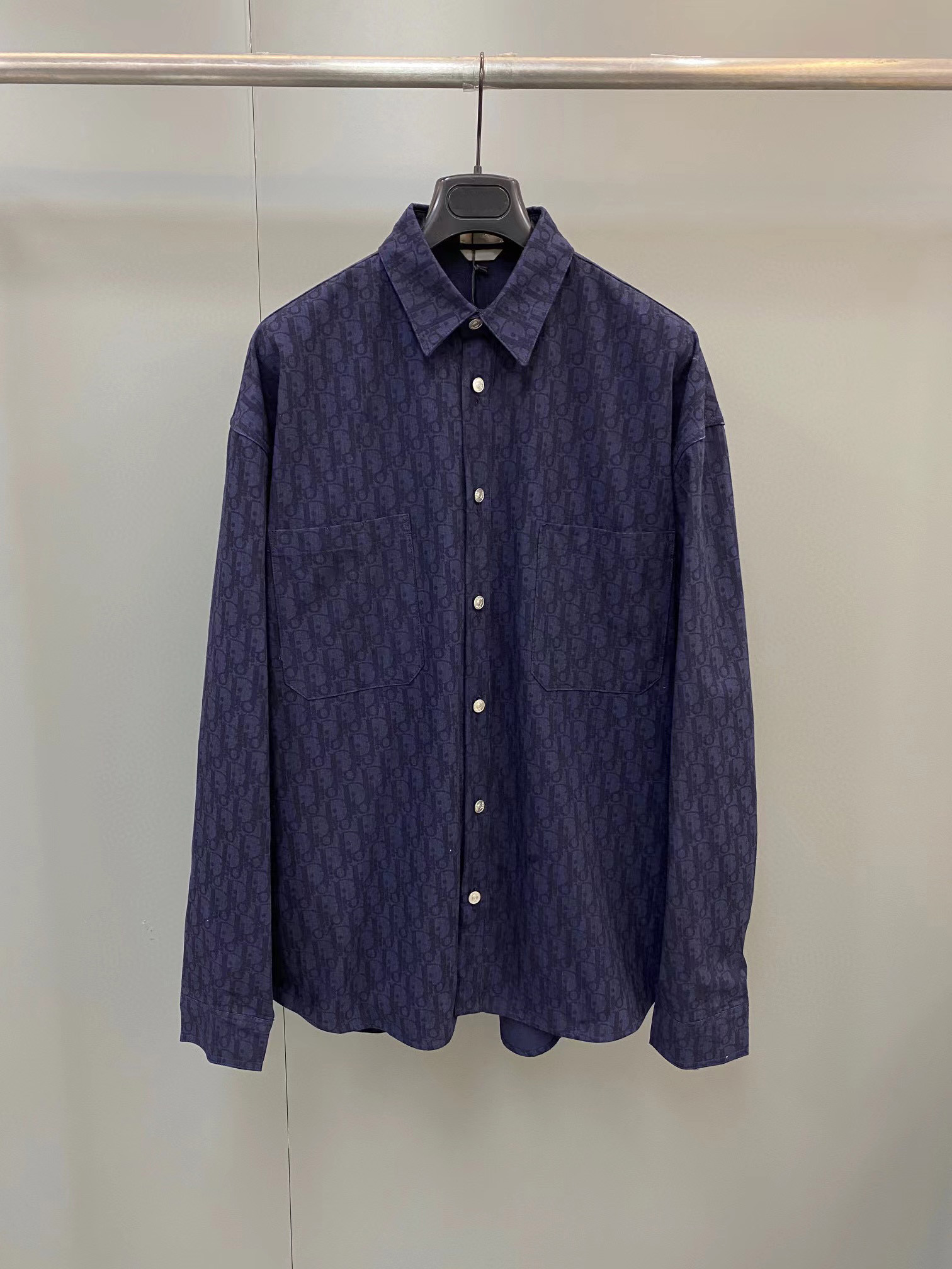 Dior Oblique Shirt Denim Navy Blue