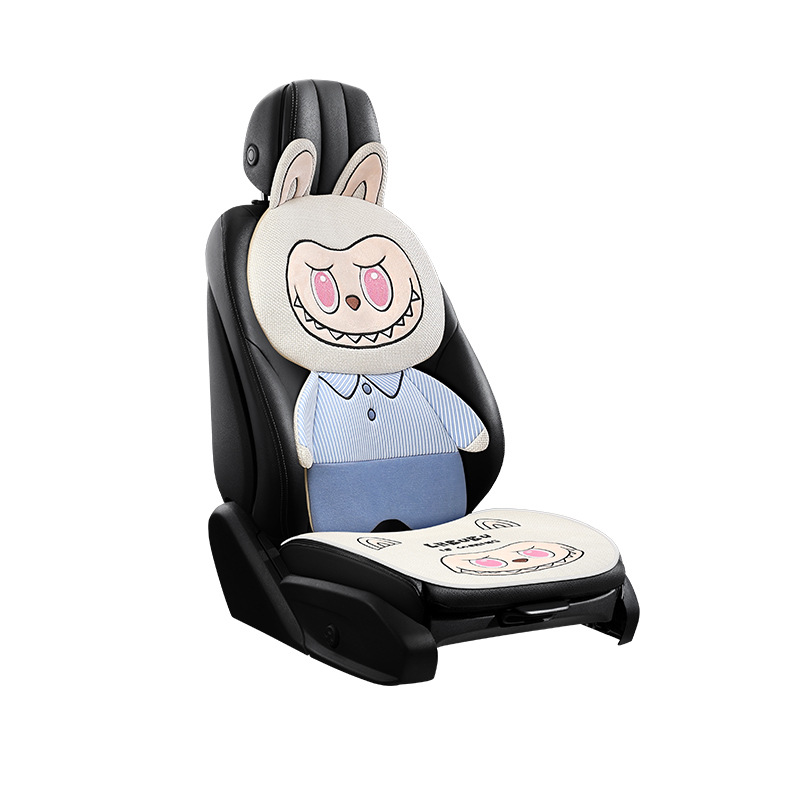 25 Years New Labubu Linen Car Seat Cushion, Universal Multi-Piece Set for All Seasons, Cartoon Cute Cushion Wholesale Dropshipping