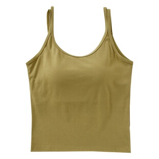 Camisole with chest pad women's all-match bra-free beauty back base inner cup integrated parallel waist top