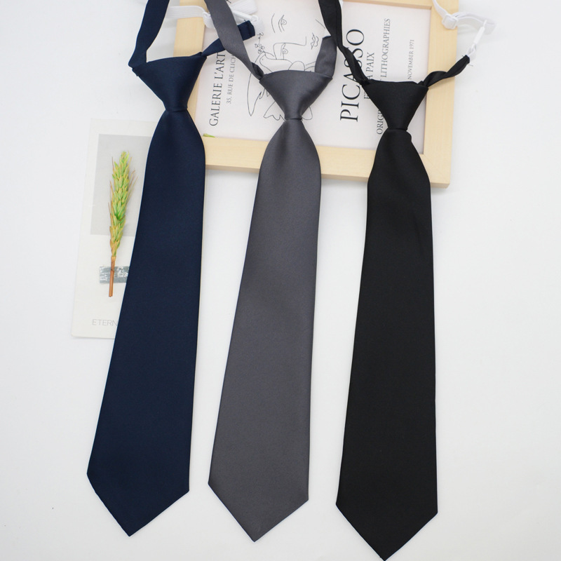 Jk Tie Female K-Style Japanese Style Preppy Style Black Dark Gray Navy Blue School Uniform Uniform Knot-Free Short Student Trend