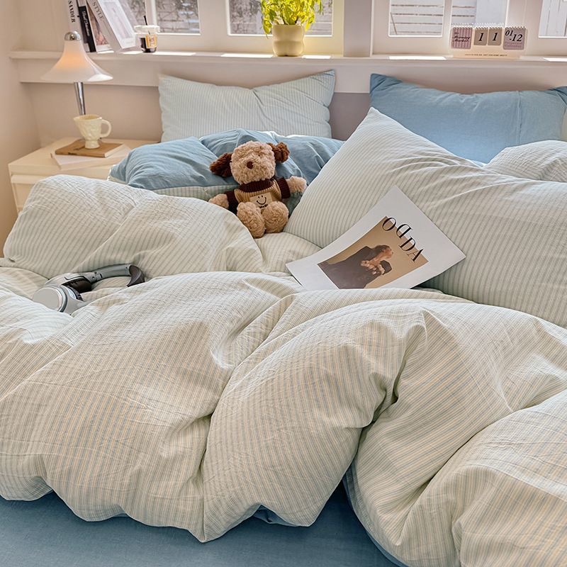 Washed Cotton Bedding Set High-end Four-piece Pure Cotton Bedding_voghion.com