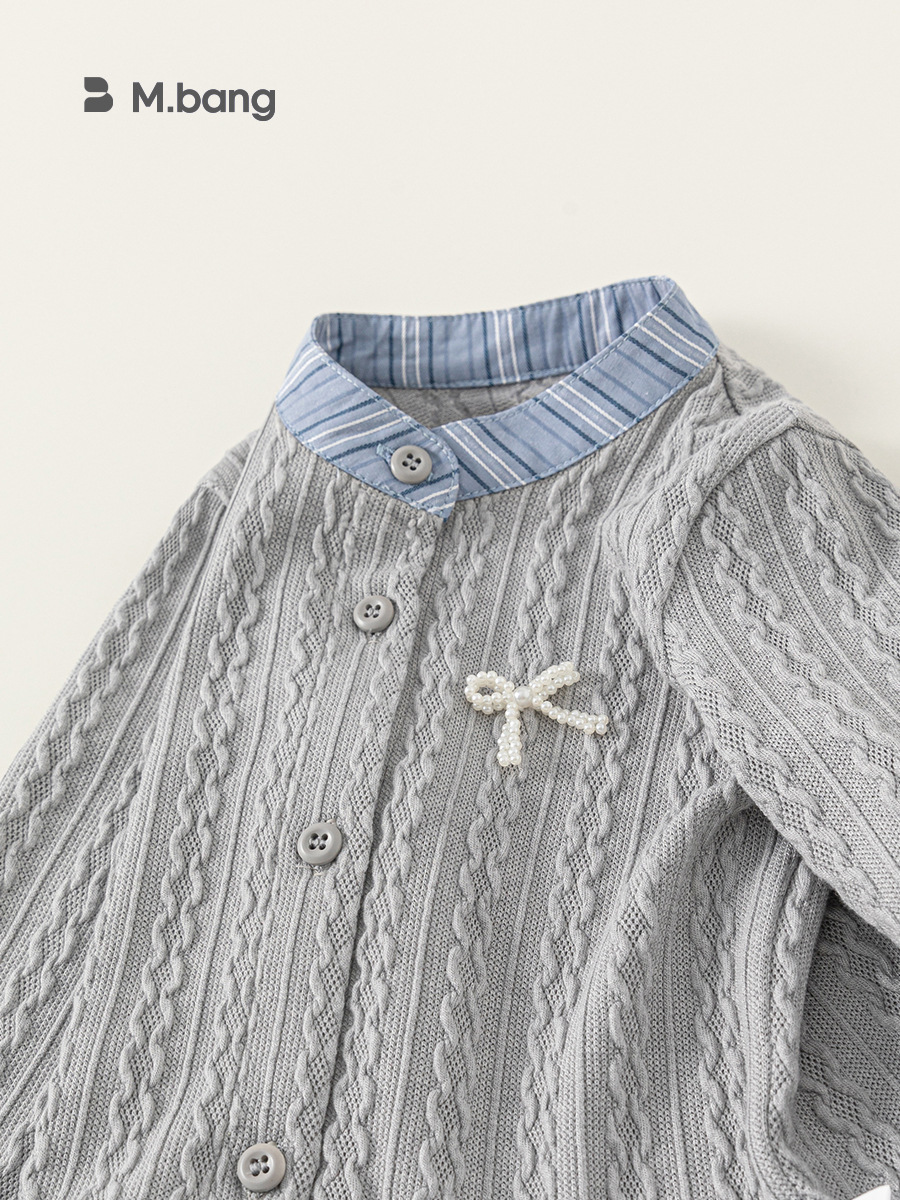 Youbao ropa para niños chaqueta de otoño para niños nuevo estilo estilo occidental ropa para niñas blusa de encaje a rayas con lazo para niñas