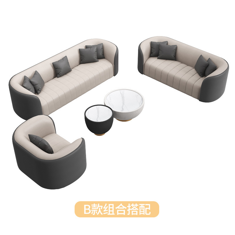 Salón de belleza de lujo ligero nórdico hotel sofá / silla de venta de recepción empresarial combinación de mesas de oficina negras