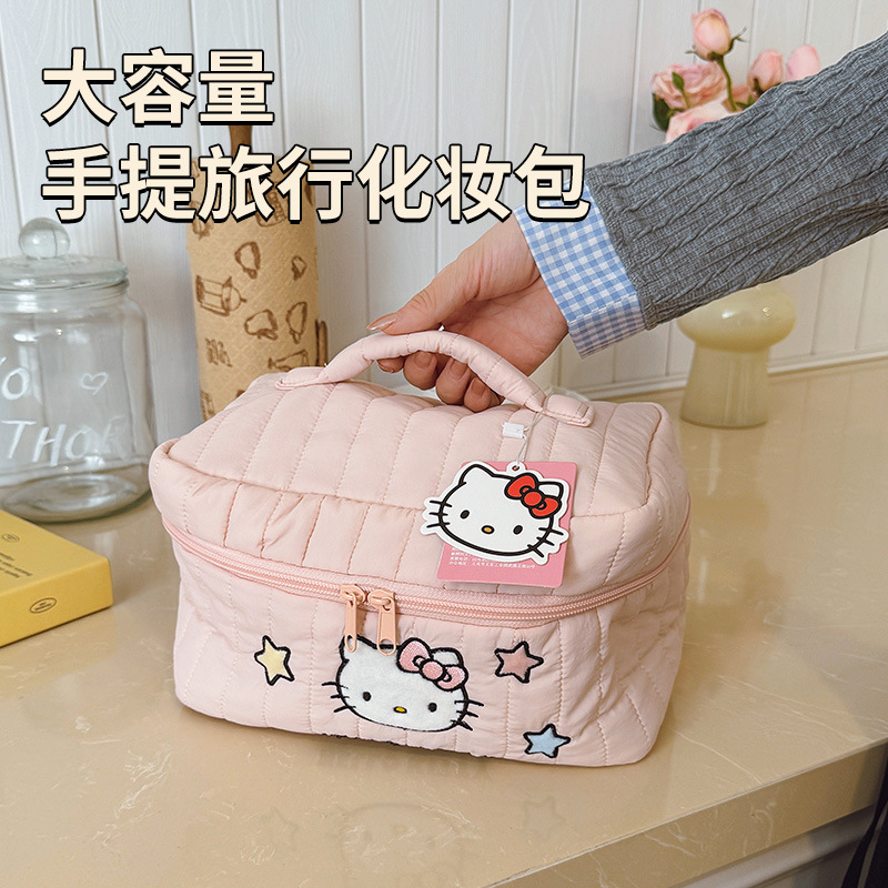 New Fashionable Sanrio Genuine Cute Makeup Bag, High-Quality Portable Large-Capacity Travel Storage Makeup Bag