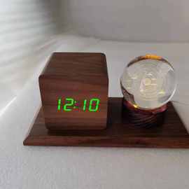 水晶钟木头钟闹钟笔筒钟创意学生闹钟工艺品夜灯LED钟点钟时钟