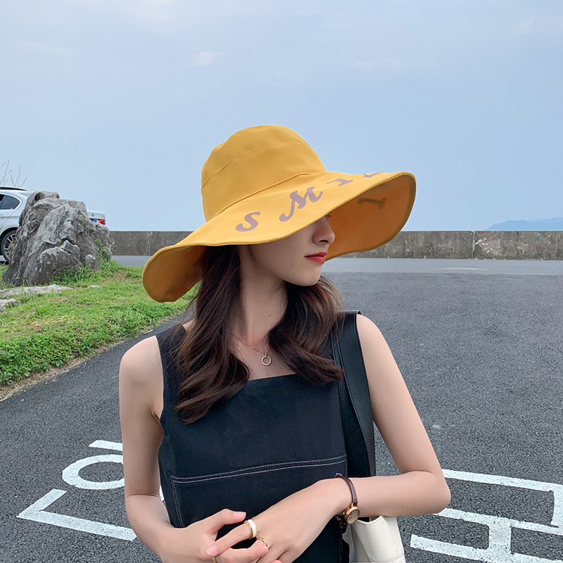 new letter print yellow floppy hat NSCM55559