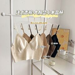 French new style underwear thin shoulder strap rabbit ear crystal cup large breasts showing small latex cotton skin-friendly breathable and beautiful back breast