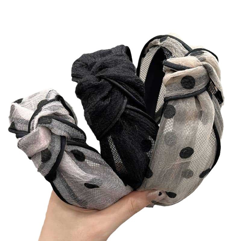 メッシュ水玉ヘッドバンドつば広大人の甘いヘアピンハイスカル洗顔圧力ヘアヘッドバンド韓国インターネット有名人のヘアアクセサリー卸売