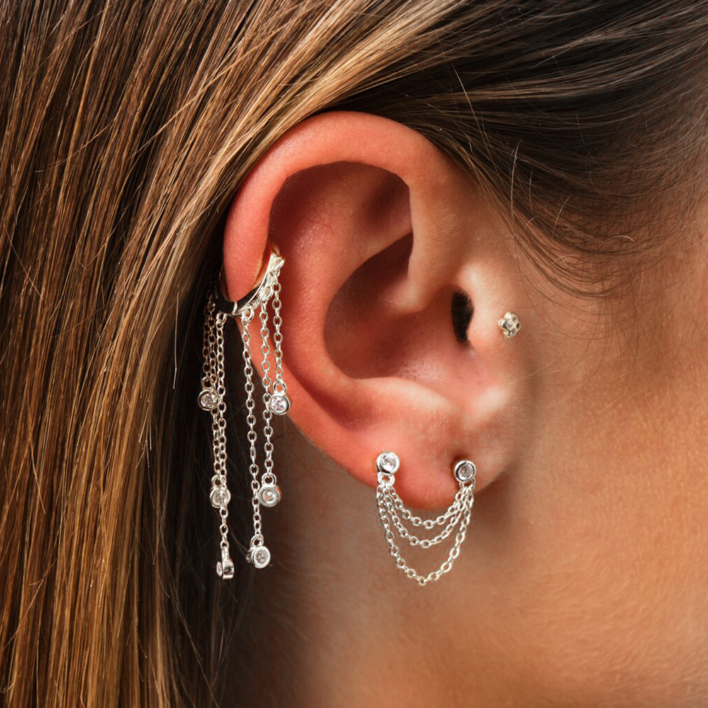 1 Pair Ig Style Geometric Tassel Sterling Silver Drop Earrings display picture 16