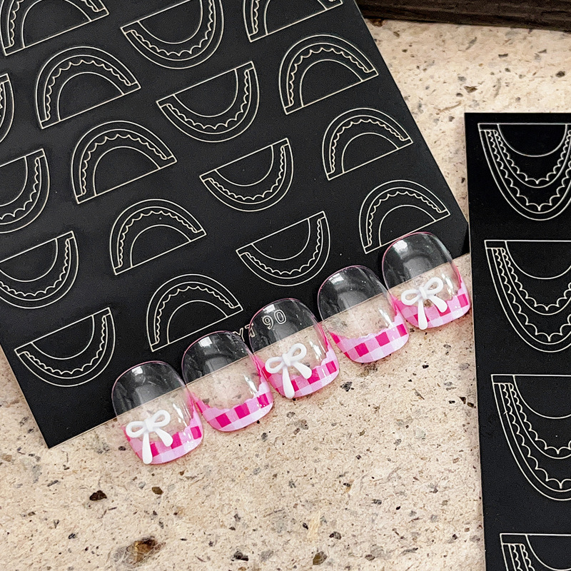 New hollow lace nail stickers French curved wave spray nail stickers nail art special auxiliary template stickers