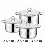 跨境不锈钢加厚厨房烹饪复底汤锅6件套炒锅炊具Cookware Sets