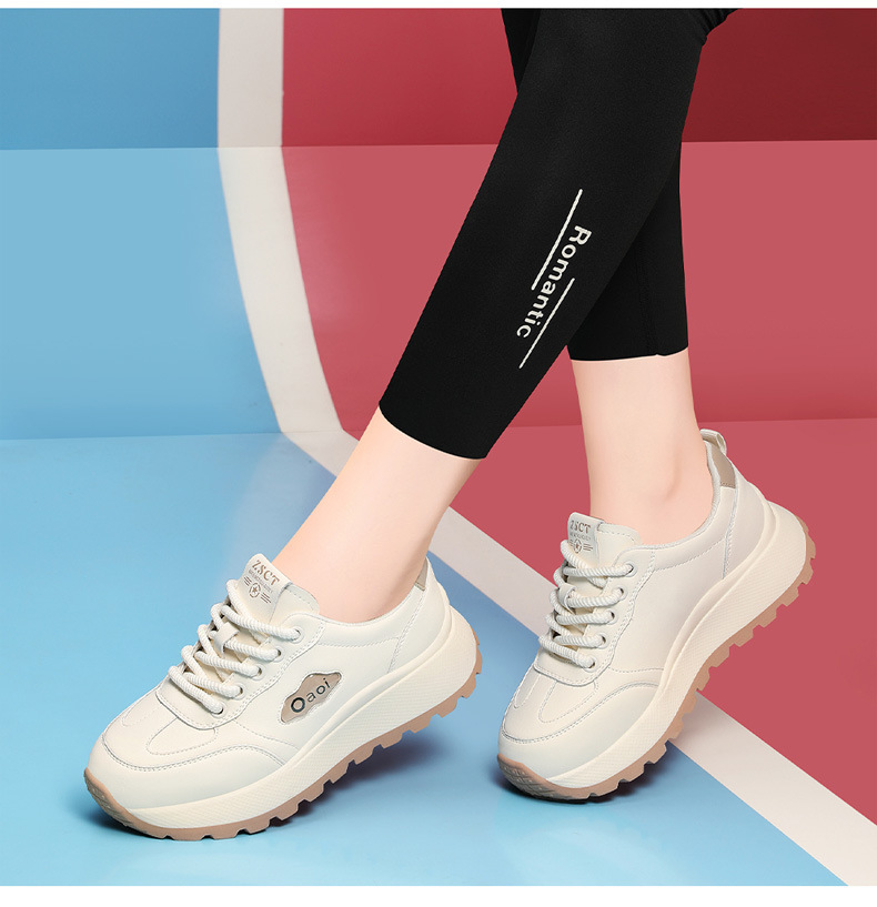 Chaussures blanches en cuir véritable, ballerines pour femme printemps-automne, chaussures de plage tendance, semelle souple en mesh, chaussures de sport et de loisirs légères_voghion.com