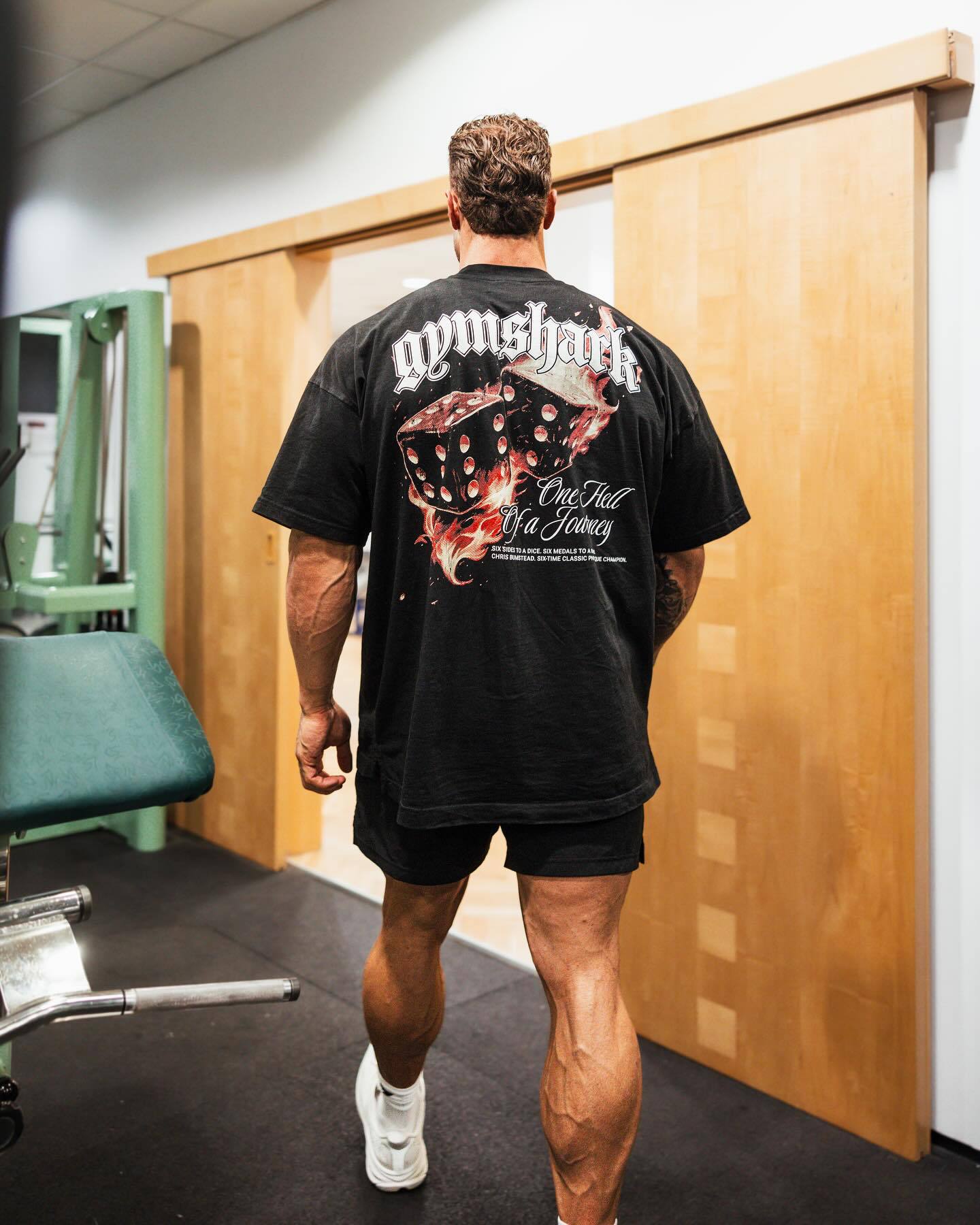 Gymshark Chris Bumstead T-shirt Flaming Dice One Hell Of A Journey Black