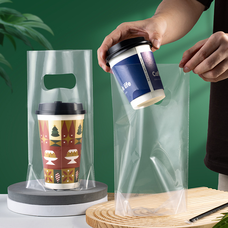奶茶袋打包袋外卖袋子礼品袋一次性手提塑料袋pe袋加厚透明包装袋|undefined