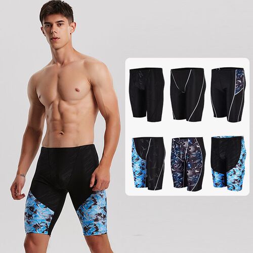  new hot-selling men's swimming trunks five-quarter length comfortable high-elastic hot spring vacation adult swimming trunks