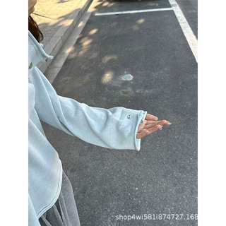 韩系百搭雪花棉卷边长袖打底衫早秋内搭单穿休闲纯色T恤罩衫上衣
