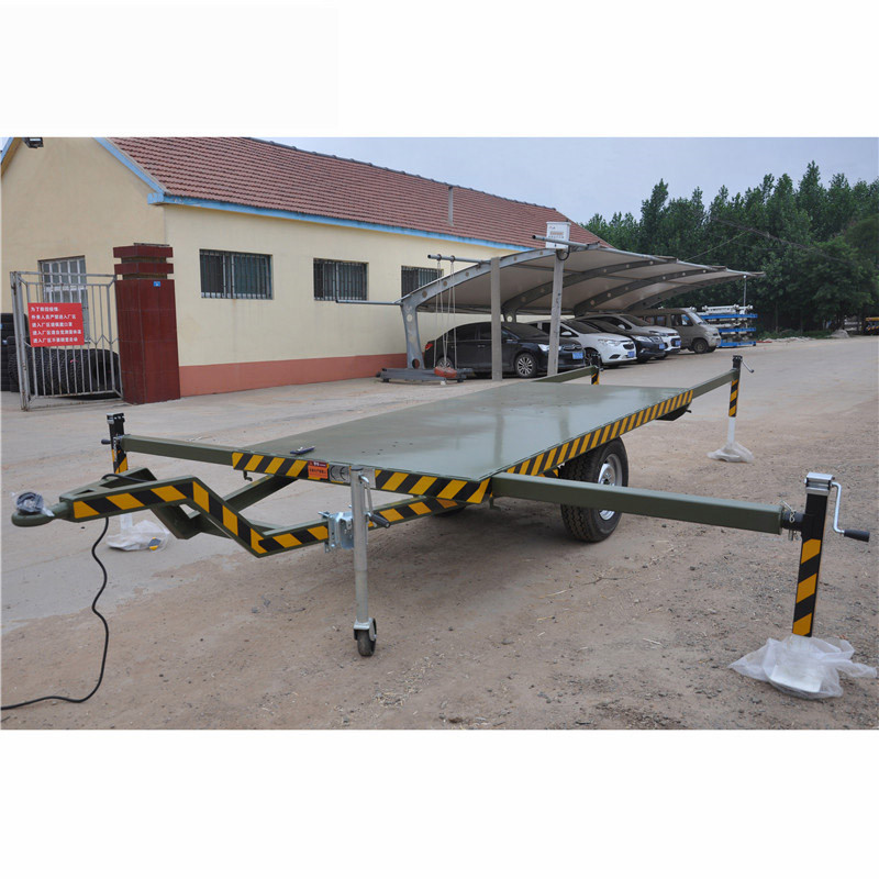 1吨平板拖车 可伸缩平半挂车 设备转运板车 厂内转运车
