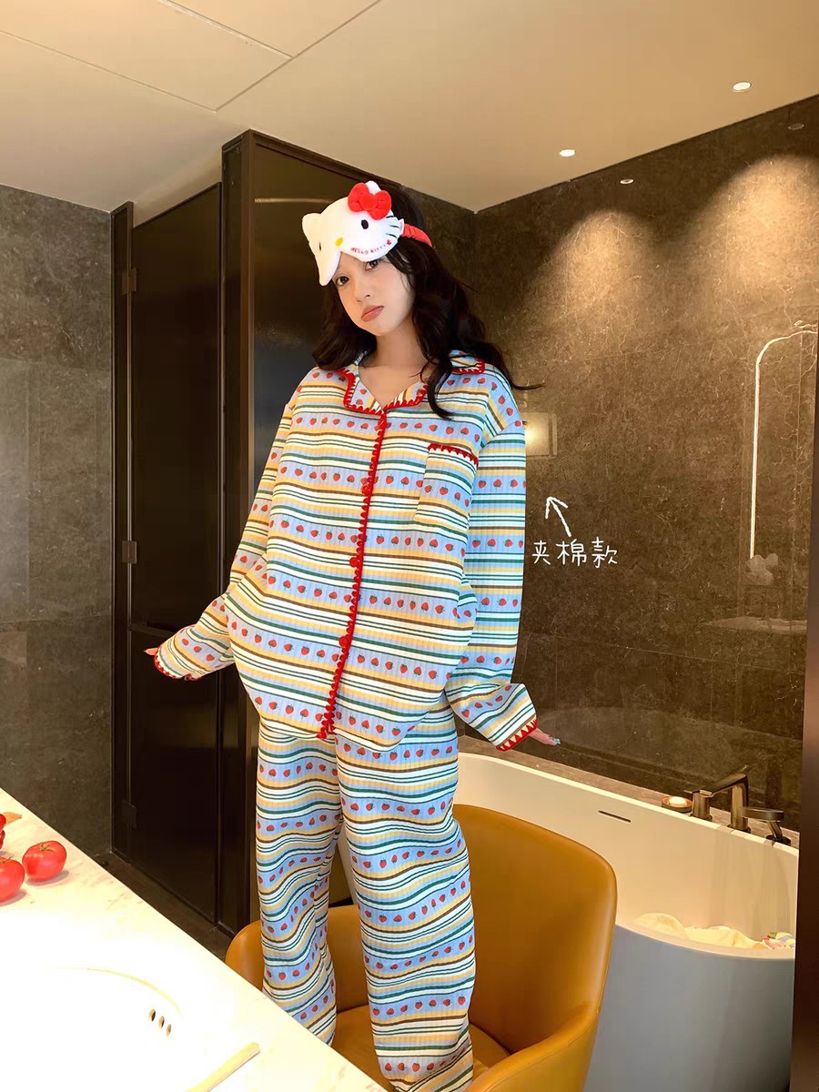 딸기 스트라이프 - 퀼팅 면