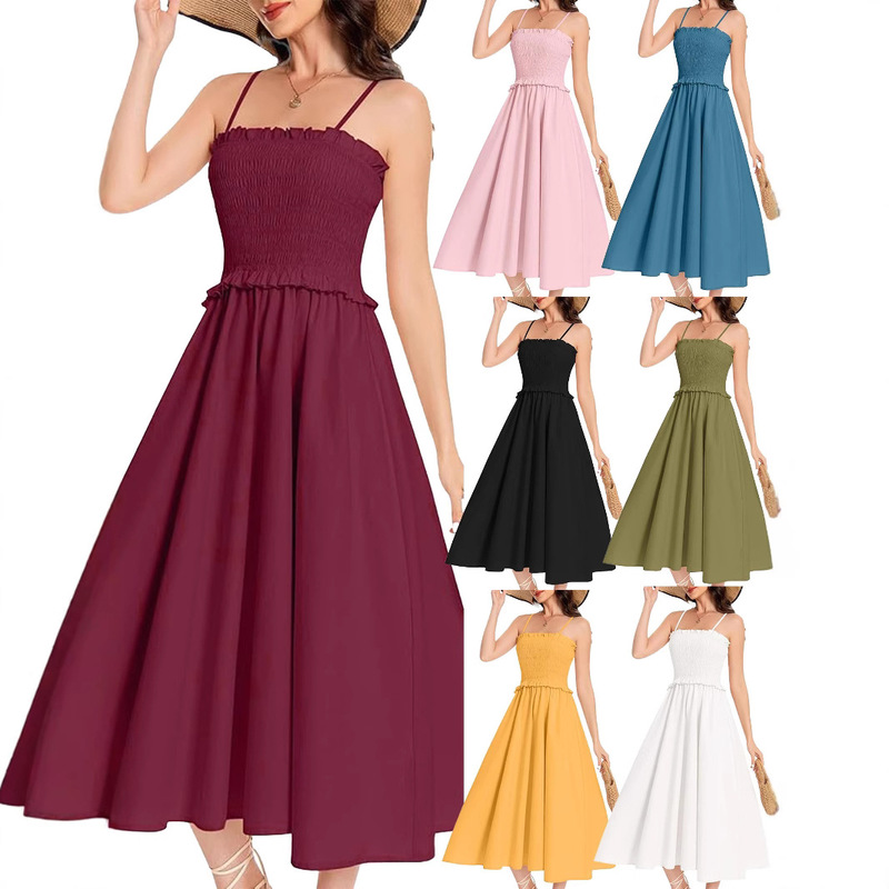 2025 Summer Dress Suit Women's French First Love Gentle Wind Super Fairy Waist Slimming Suspender Long Skirt
