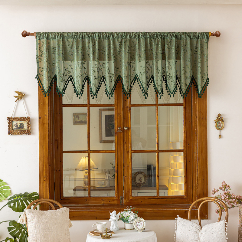 Finished Products Ready for Delivery Cross-Border European and Middle Eastern Bohemian Style Tassel Small Curtains Foreign Trade Farmhouse Foreign Trade Short Curtains