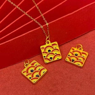 Gold 999 Pure Gold No Taboo Pendant 3D Hard Gold Paint Safe and Sound Brand Gold Necklace Pendant