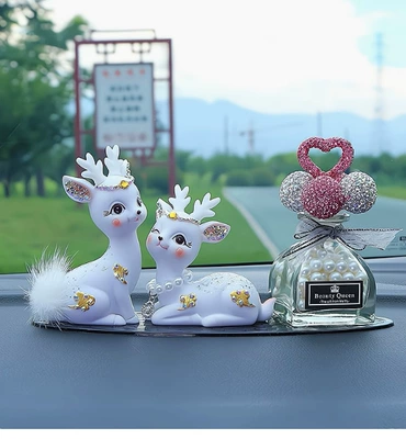 Car ornaments — Car Ornaments: Creative High-End - white-diamond-deer-pink-hollow-diamond-bottle-small-leopard-pad-glue-10