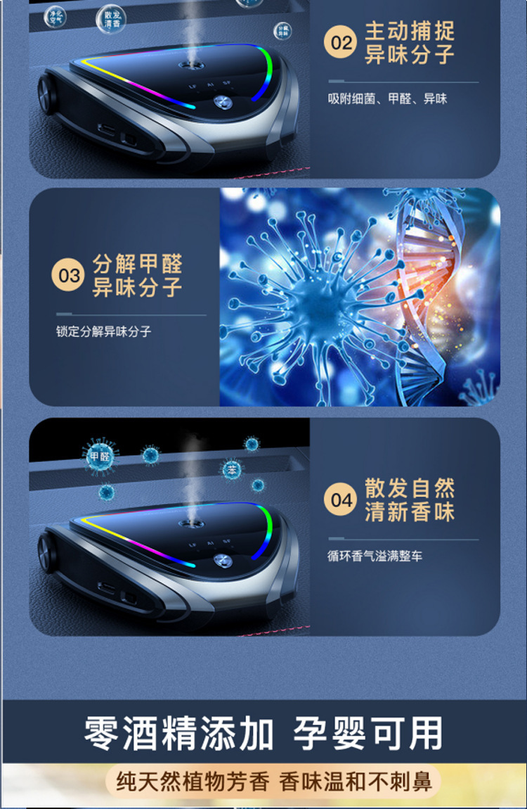 Car Aromatherapy Women's Smart Solar Charging Hidden Parking Number Plate Music Light Ornament Gift Customization