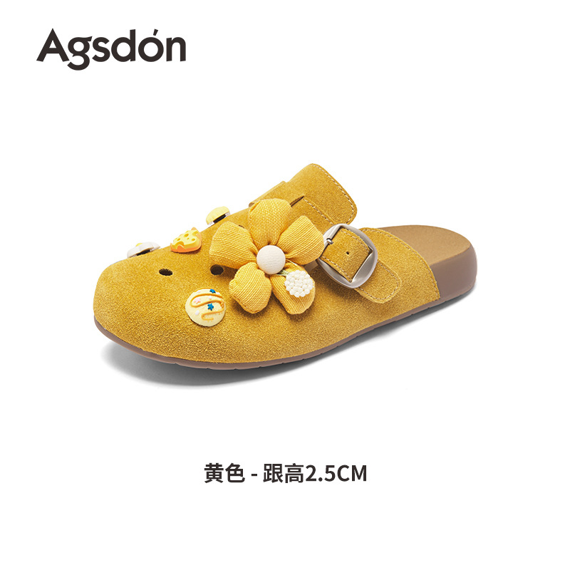 Augu Shi Dengdong Bocken zapatos para mujeres 2026 nuevo estilo de primavera zapatillas de mitad de zapatillas perezosas de un pie zapatillas de moda