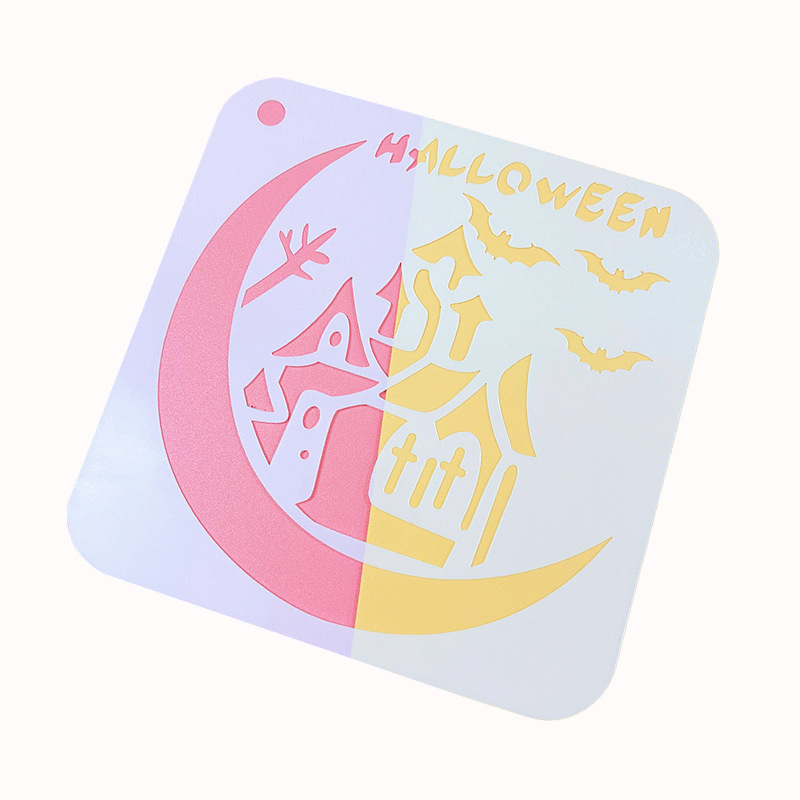 アマゾンハロウィーン手帳絵画テンプレート24種類落書き透かし彫りプラスチック画板児童diy絵画テンプレート|undefined