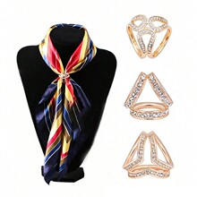 亚马逊时尚饰品韩版高级感轻奢三环圆钻丝巾扣丝巾三圈围巾扣