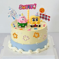 アニメかわいいスポンジ赤ちゃん派大星ケーキ装飾装飾品ins風挿札雨糸誕生日衣装プラグイン