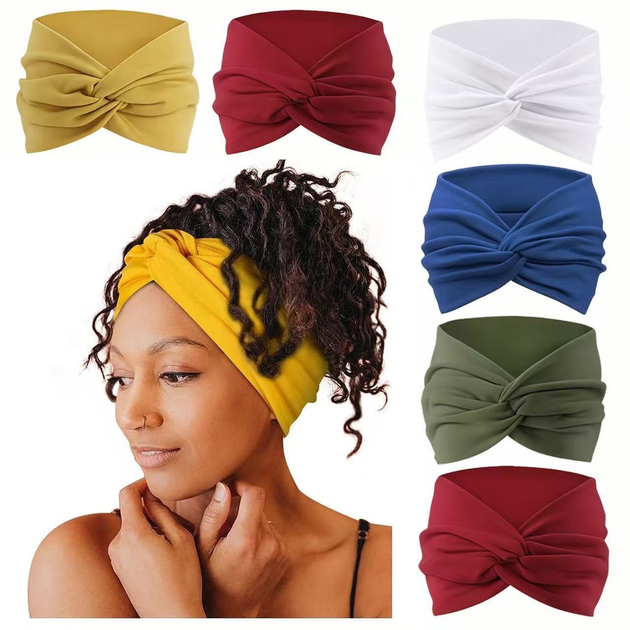 Europa y los Estados Unidos de color sólido banda de pelo deportiva ancho banda de pelo antiperspirante bandana de pelo yoga fitness banda de pelo deportiva absorción de sudor adornamiento para el pelo