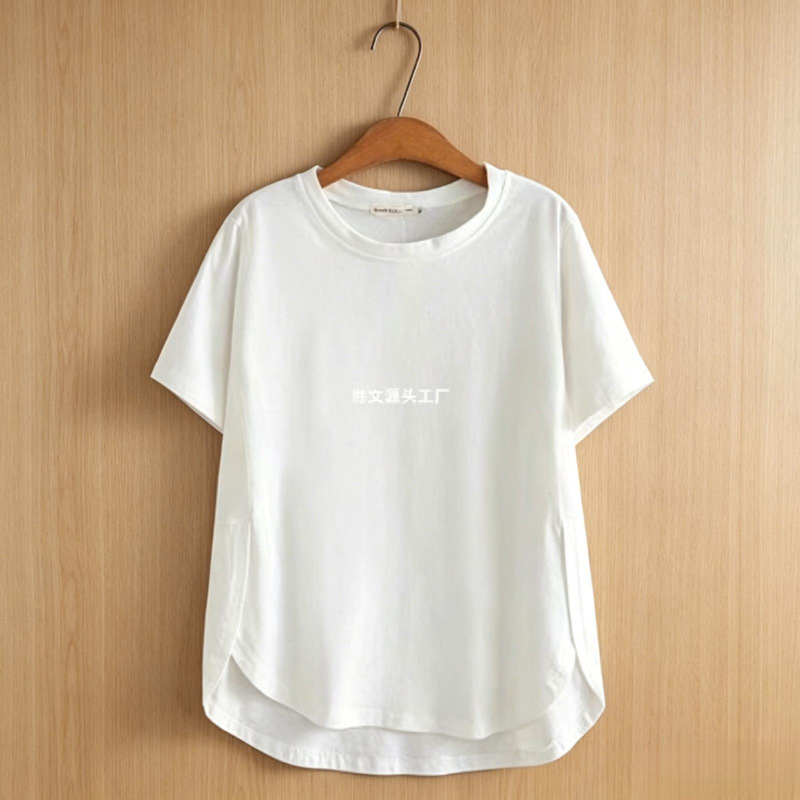 Solid Color Plus Size 100kg Cotton Short-Sleeved T-Shirt Summer Fashion Middle-Aged 40-50 Year Old Mom Style Stylish Top for Women Solid Color Plus Size 100kg Cotton Short-Sleeved T-Shirt Summer Fashion Middle-Aged 40-50 Year Old Mom Style Stylish Top for Women
