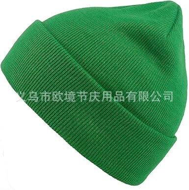 Autumn and Winter New Solid Color Knitted Beanie Hat Irish Carnival Beanie Green Hat St. Patrick's Autumn and Winter Hat