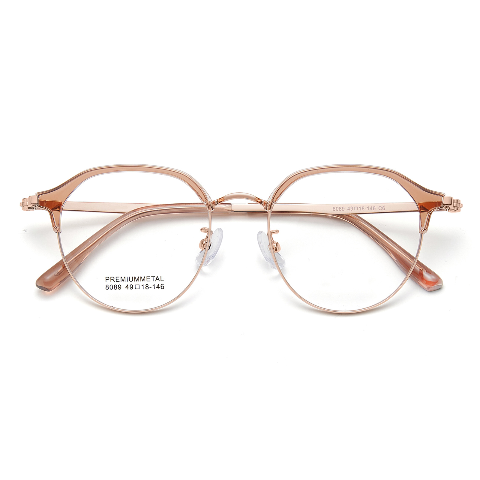 Jelly Clear Cherry polvo rosa de moda aleación ceja marco de gafas para mostrar la cara pequeño Danyang marco de gafas al por mayor