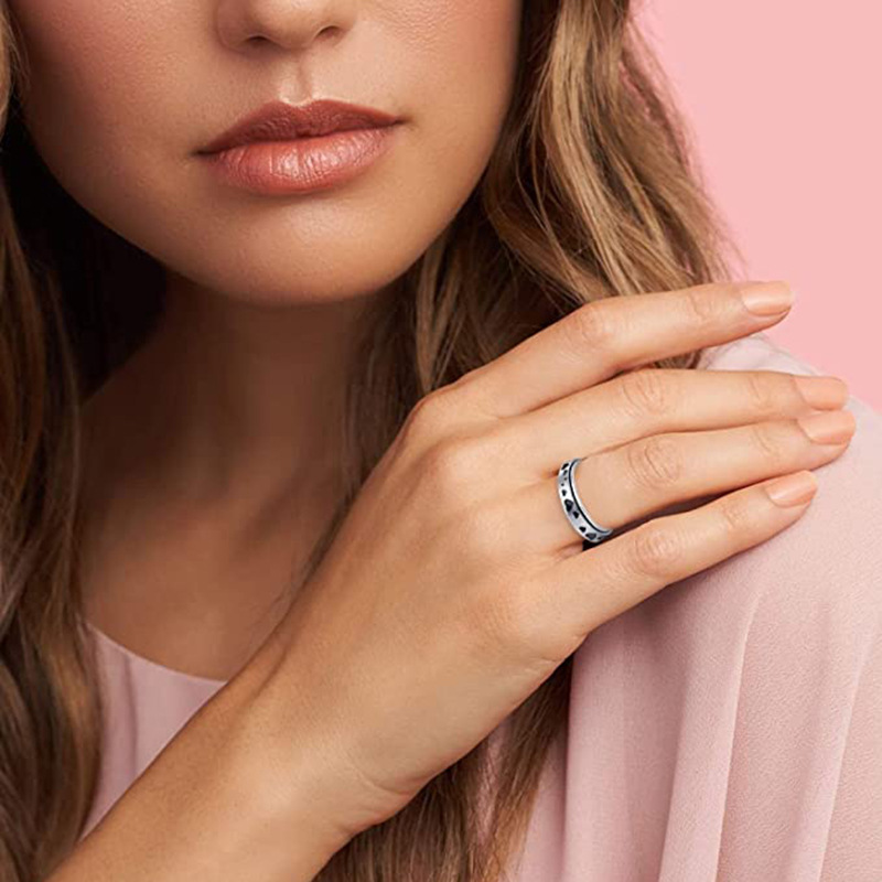 Fashion Heart Shape Titanium Steel Plating Rings 1 Piece