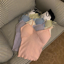 白色蕾丝bm百搭吊带小背心女新款法式甜辣内搭打底带胸垫上衣外穿