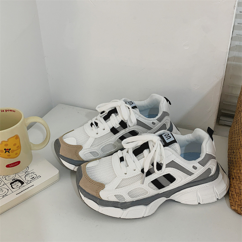 2023 Autumn breathable Korean style versatile dad shoes for women Korean style casual thick-soled sneakers student Hong Kong style women's shoes