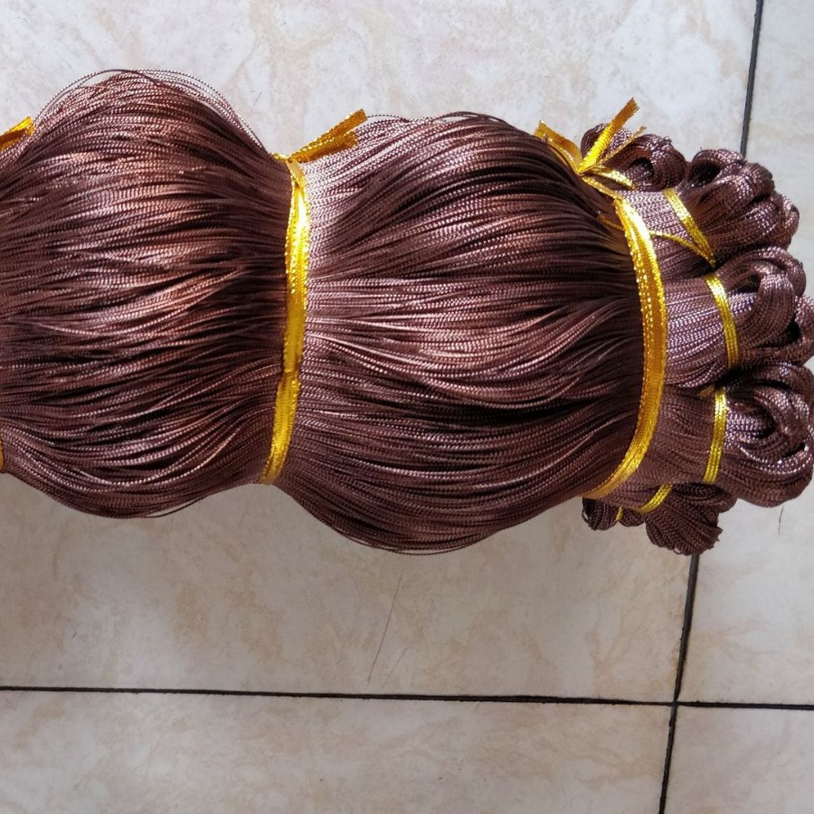 圣诞红铝箔丝加宽带6mm深咖色打接蝴蝶结0.9mm空心五彩圆型绳