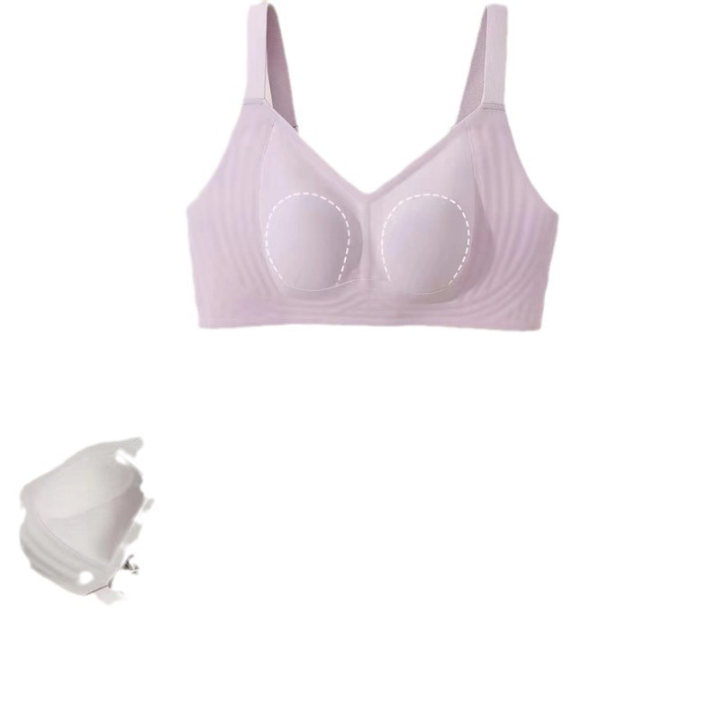 Gelatina de piel de leche, pecho grande ultrafino, pequeño, sin anillo de acero, soporte suave, soporte superior, ropa interior anti-caída, sujetador delgado que no deja marcas