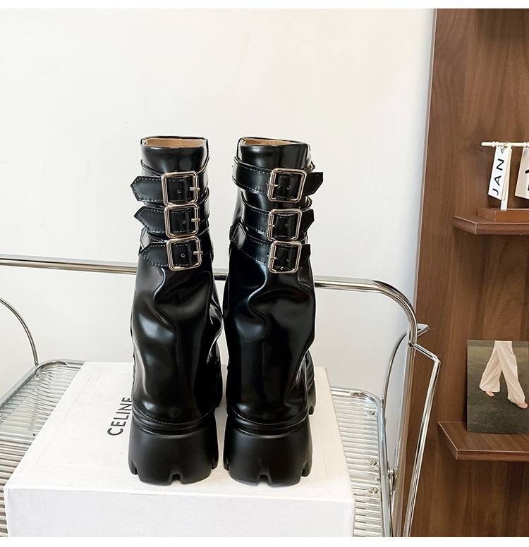 Boot nữ cổ cao ôm bắp chân đế xuồng da thật phong cách cưỡi ngựa khóa dây — Lớp lót đơn màu trắng nhạt 12cm, Lớp lót đơn màu nâu 15cm, Màu đen đơn 12cm, Lớp lót nhung màu nâu 12cm chi tiết 20