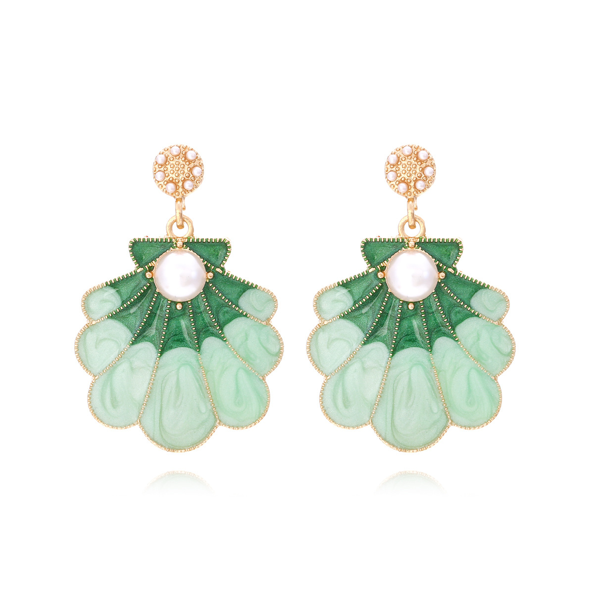 1 Pair Vacation Shell Enamel Imitation Pearl Alloy Drop Earrings display picture 5