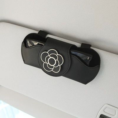 storage clip car supplies — Car Glasses Clip/Bill Clip - black-camellia-black-glasses-case