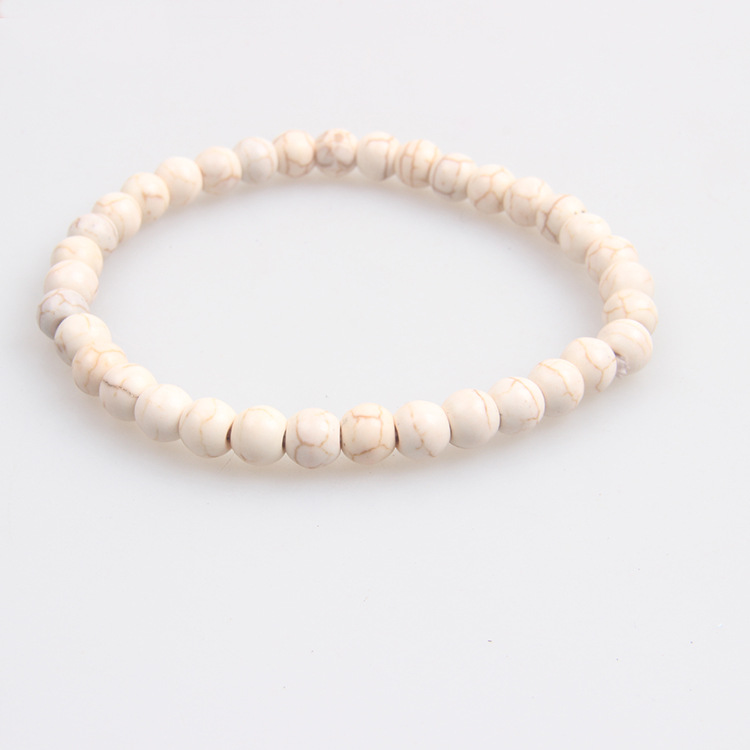 최적화된 청록색 흰색 팔찌 6mm, 약 34개, 8g