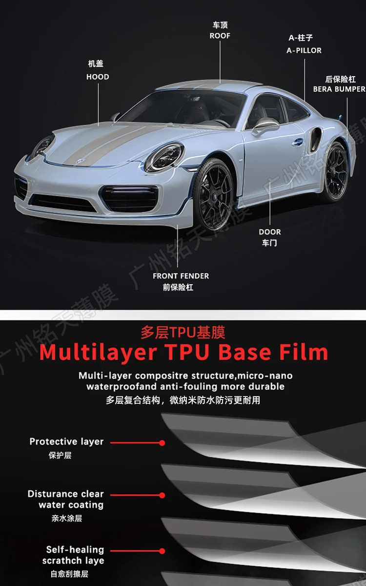 Wholesale Car Paint Protection Film Anti-Scratch Yellow-Resistant Transparent Matte Frosted Black Ppf Film Tpu Invisible Car Cover