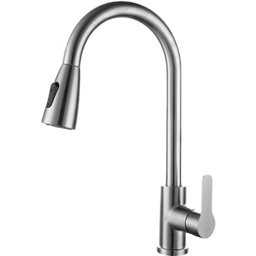Sliding Kitchen Faucet with Cold and Hot Stainless Steel Dish Basin Double Outlet Telescopic Swivel Tap Wholesale
